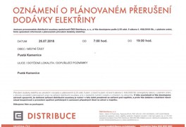 Přerušení dodávky elektřiny 25. a 26. 7. - foto č. 1