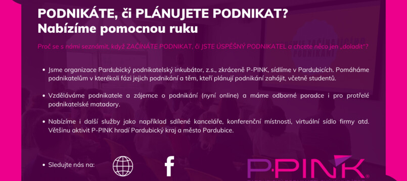Pardubický podnikatelský inkubátor, P-PINK - informace pro podnikatele