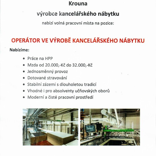 Nabídka volných pracovních míst - Firma MIAS OC spol. s.r.o., Krouna