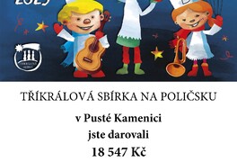 Výsledek Tříkrálové sbírky 2025 v Pusté Kamenici - foto č. 1