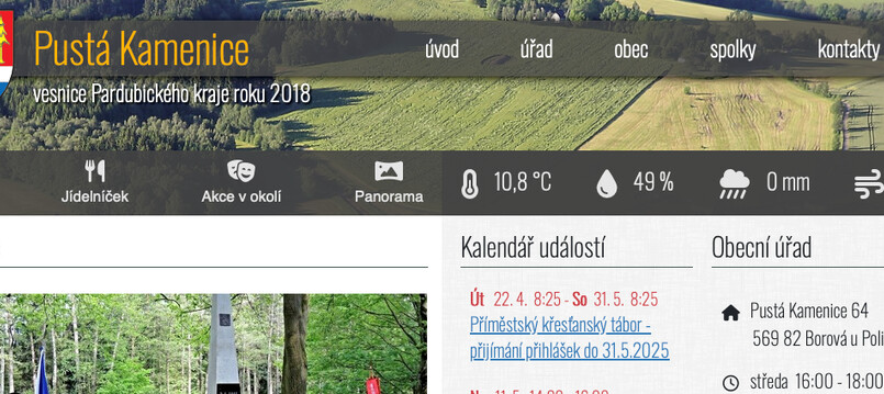 Meteostanice obce Pustá Kamenice je v plném provozu