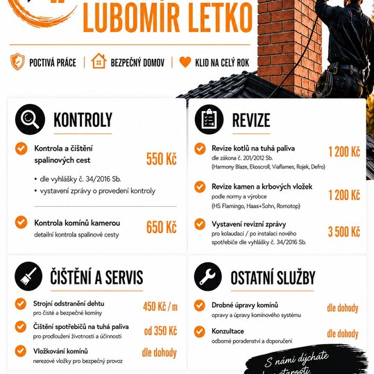 Nabídka služeb od Kominictví Letko